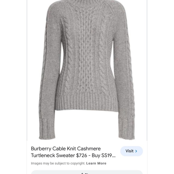 Burberry Light Gray Cowl Turtleneck Sweater with Cable Knit Design - Picture 5 of 5